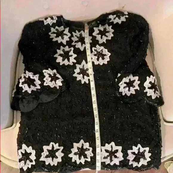 Vintage Jean for Joseph Le Bon silk beaded top, Lg - Picture 10 of 10